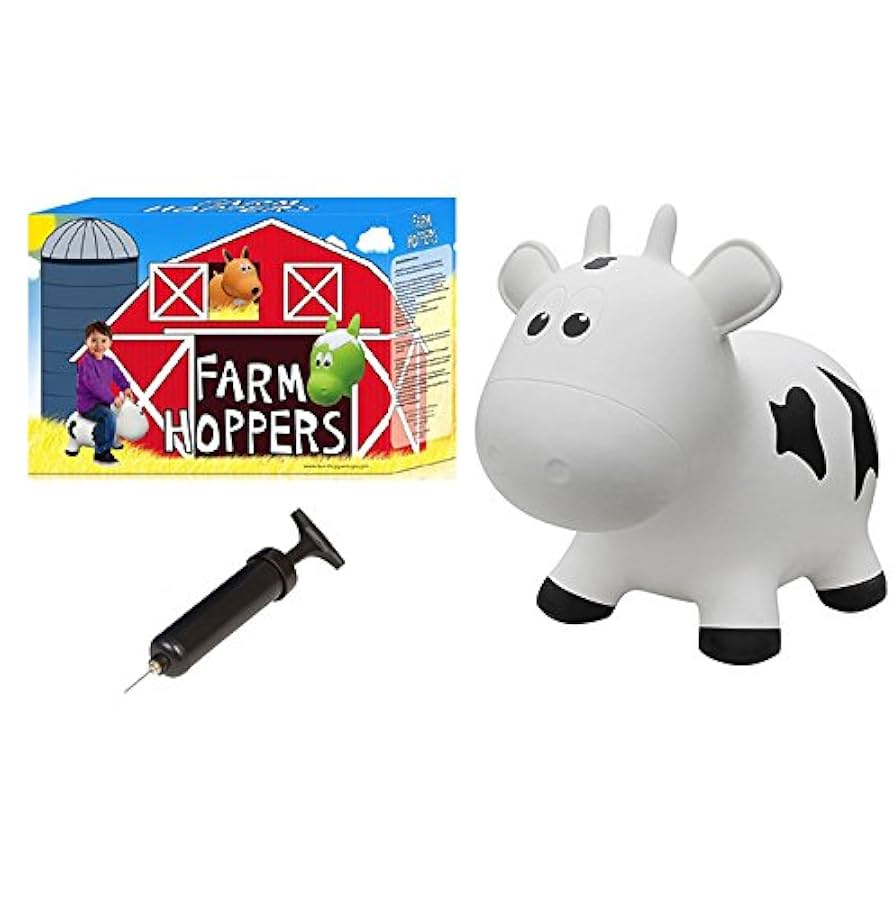 その他 Farm Hoppers Inflatable Bouncing White Cow with Pump by Farm Hoppers Farm Hoppers Award Winning Inflatable Bouncing White Cow